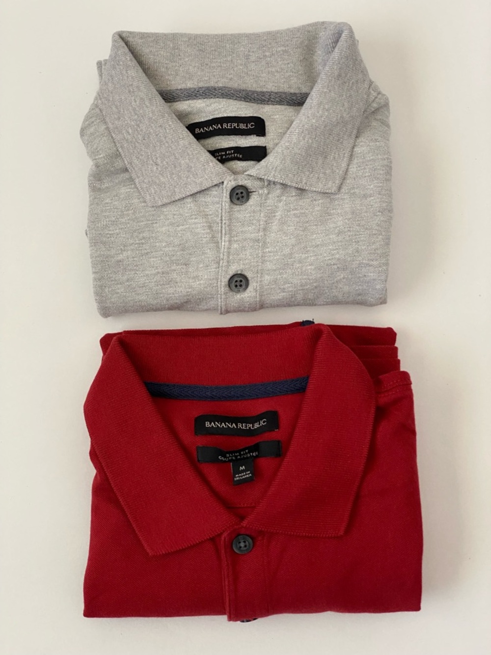 Banana Republic Men’s Polo Shirt - Red and Light Gray